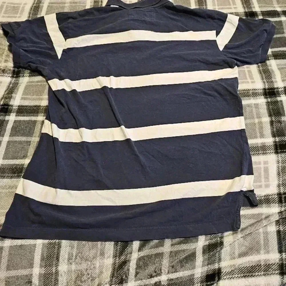 Nautica Navy Blue and White Striped Polo Shirt - Picture 5 of 6